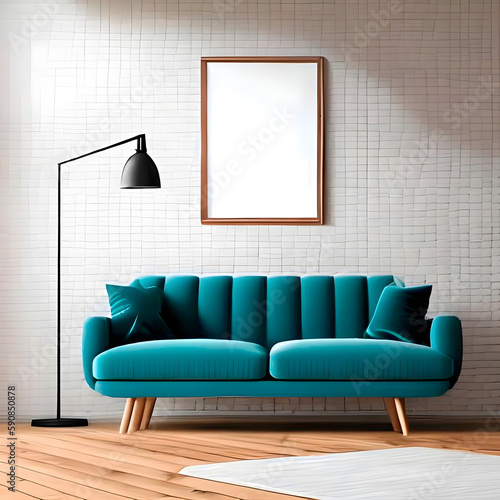 modern living room with mockup frame