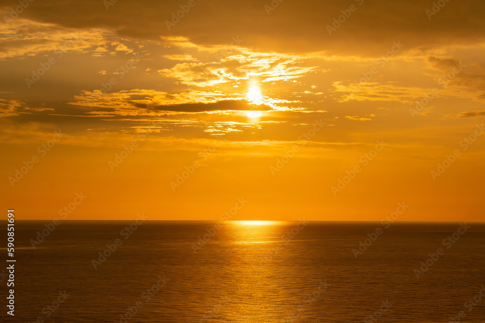Golden sunset over the Atlantic Ocean Golden sunset over the Atlantic Ocean