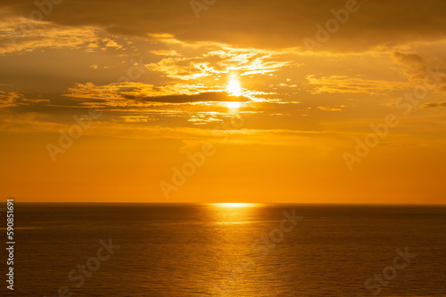 Golden sunset over the Atlantic Ocean