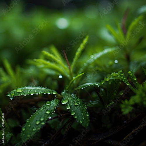 rain drops on a leaf - AI Generative