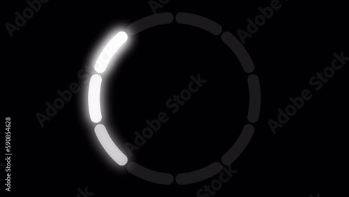 Loading Circle Video with Glow. Loading Animation on Transparent Background. Download Progress, Preloader Animation Web Design Template. Seamless Loop Animation 4K with Alpha Channel