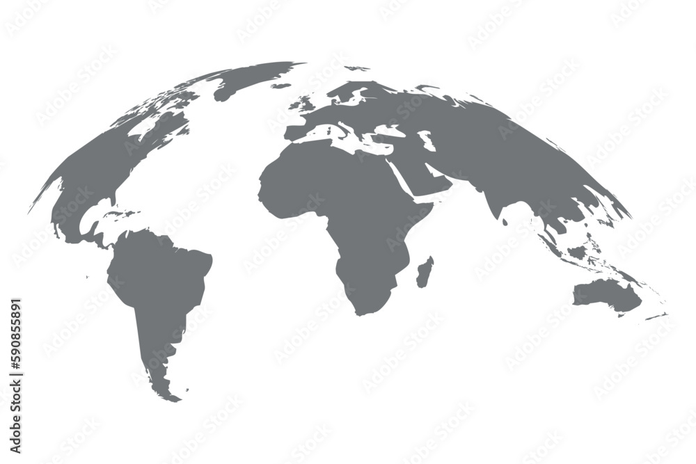 World map. Vector gray planet template isolated on white background.