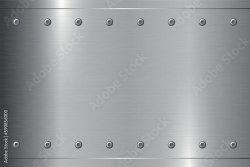 Vector gray iron polished background. Metallic sheet cover, surface, banner. Silver stainless brushed texture. Industrial template.