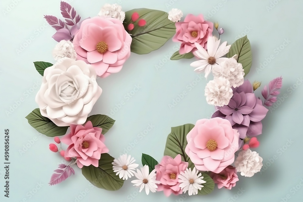 custom made wallpaper toronto digitalFrame Pastel Flowers Illustration for Card, Poster