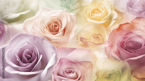 soft pastel roses background - by generative ai