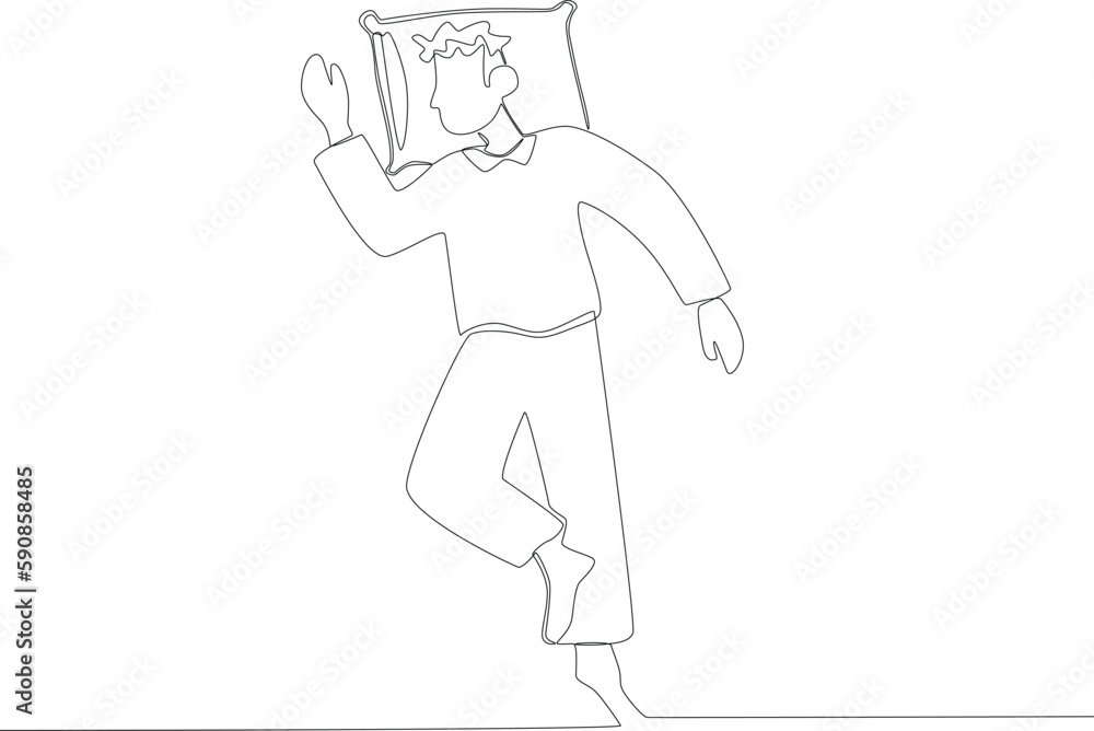 A man sleeping on his back. Sleep one-line drawing A man sleeping on his back. Sleep one-line drawing