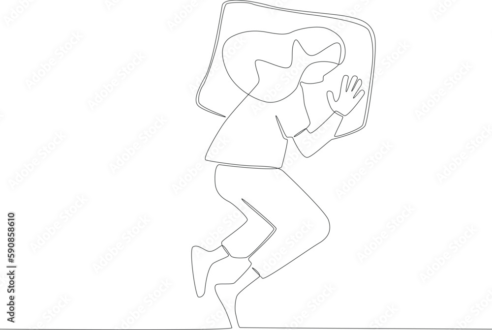 A beautiful woman slept soundly. Sleep one-line drawing A beautiful woman slept soundly. Sleep one-line drawing