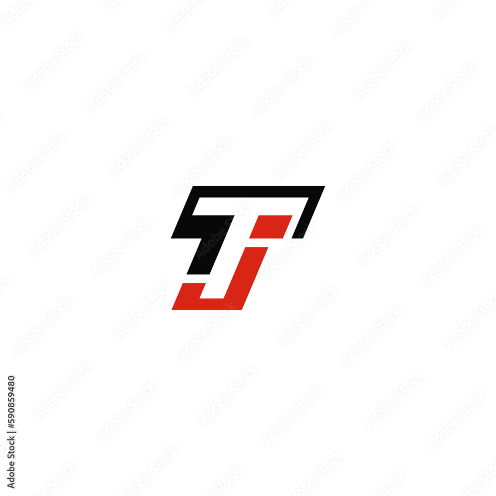 Obraz premium TJ letters negative space. Logo design.