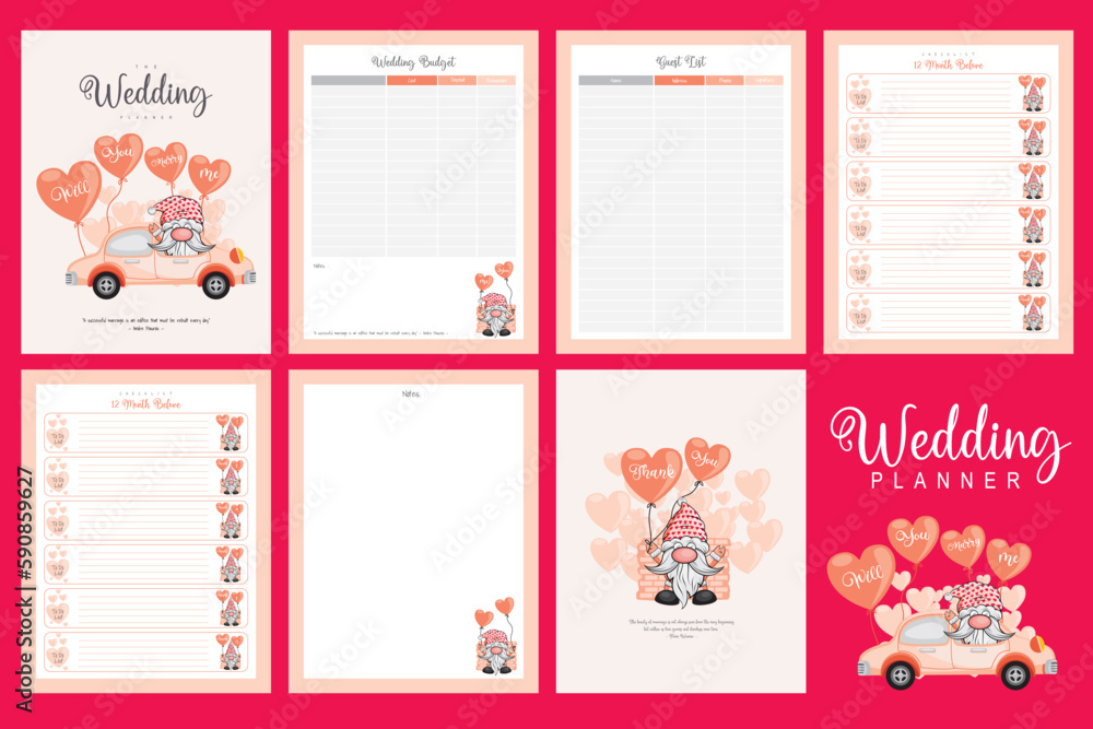 Wedding planner template KDP interior design. Wedding Planner Printable ...