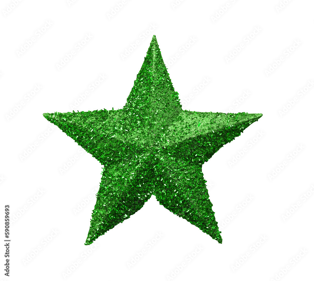 Green star isolated is decorates the top of a pine tree for Christmas or New Year. Green star isolated is decorates the top of a pine tree for Christmas or New Year.