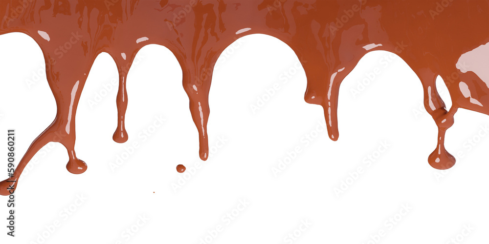 chocolate dripping on white background