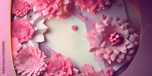 Invitaci  n fiesta de la primavera rosa  espacio vacio texto mockup  creado con IA generativa