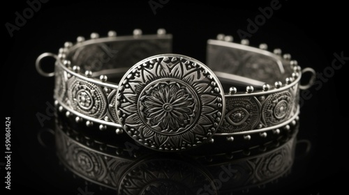 A bracelet with a row of intricate mandala patterns, perfect for a zen look Generative AI