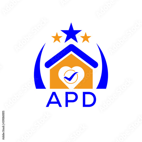 APD House logo. KJG Letter logo and icon. Blue vector image on white background. KJG house Monogram home logo picture design and best business icon. 
