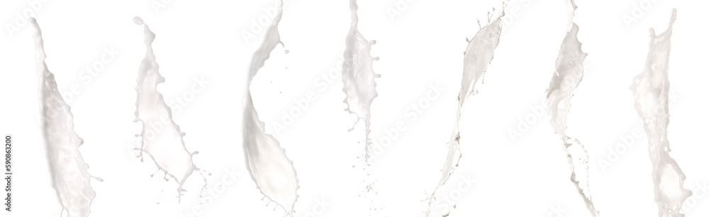 Set of milk splashes on white background Set of milk splashes on white background