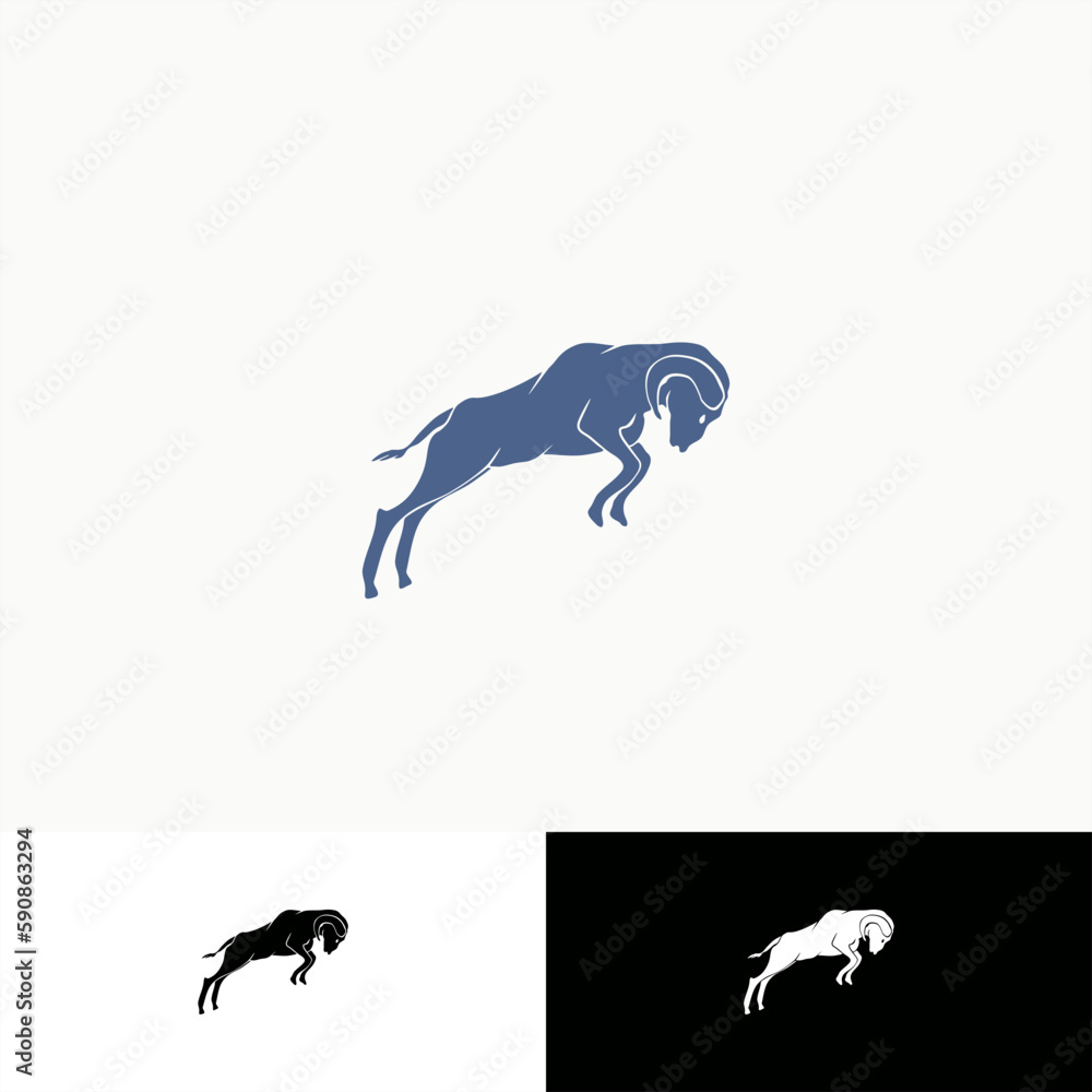 silhouette illustration of a butting sheep for logo