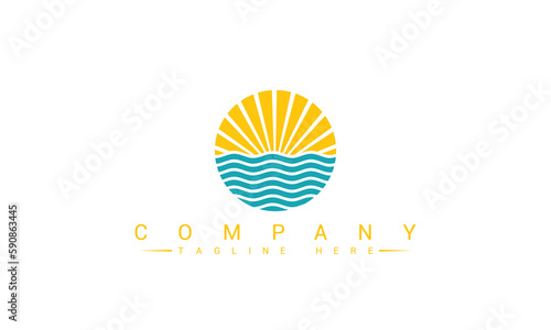 logo wave circle logotype sea water ocean sun beach