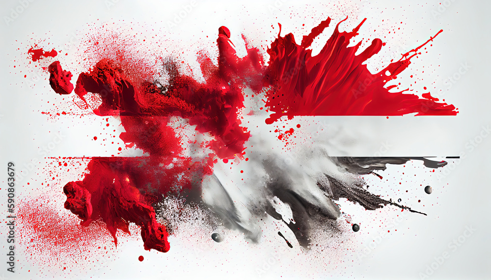 Switzerland Country Flag Colors of Powder Sand Dust Splash and Explosio on White Backdrop AI Generative