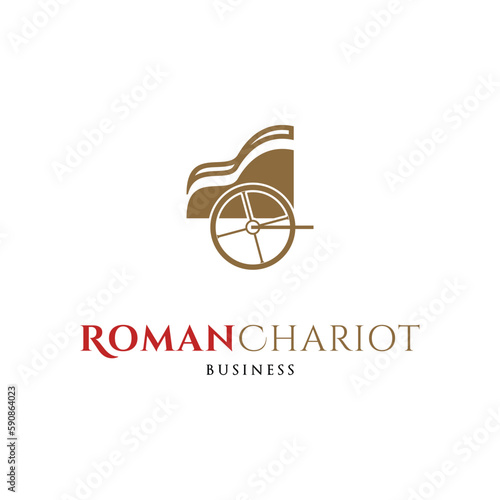 Ancient Roman Chariot Icon Logo Design Template