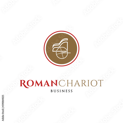 Ancient Roman Chariot Icon Logo Design Template