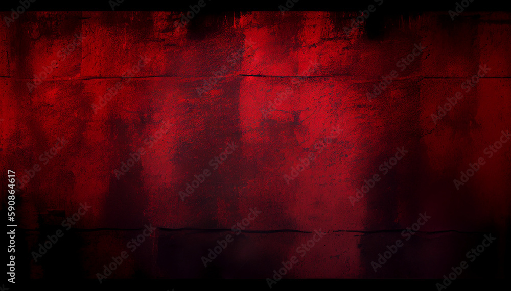 Red color Dark grunge texture background Ai generated image