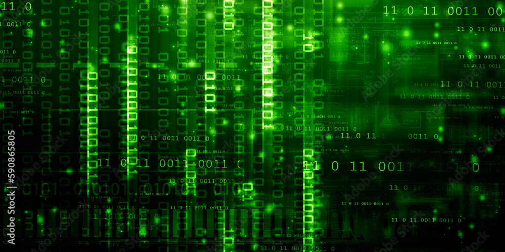 2d illustration abstract digital binary data on computer screen 2d illustration abstract digital binary data on computer screen