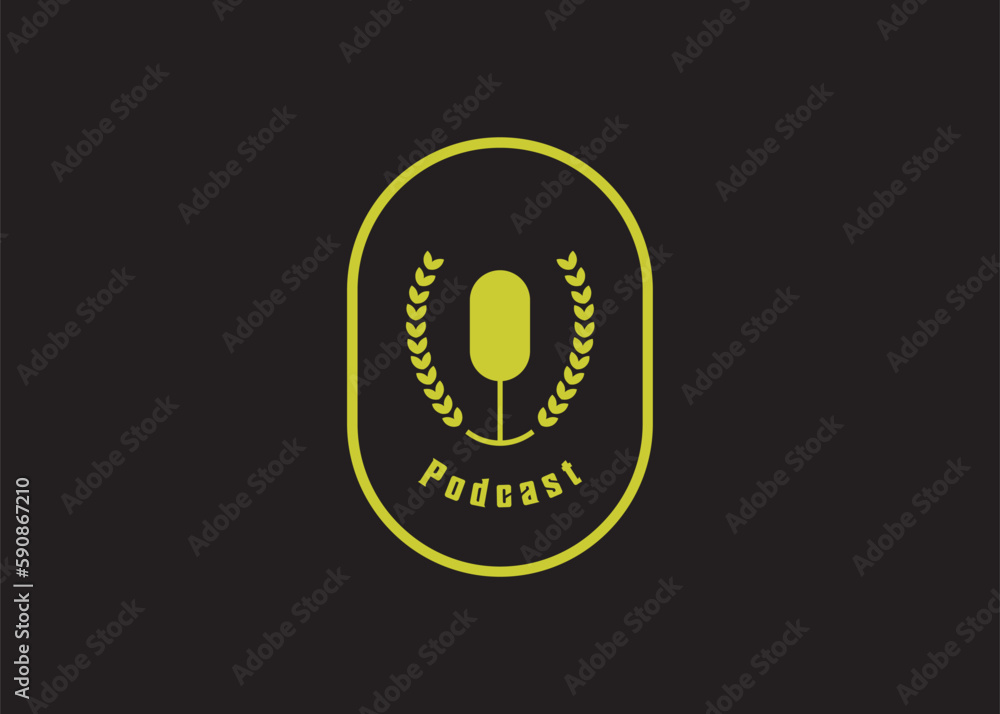 agriculture farm logo design podcast mic symbol