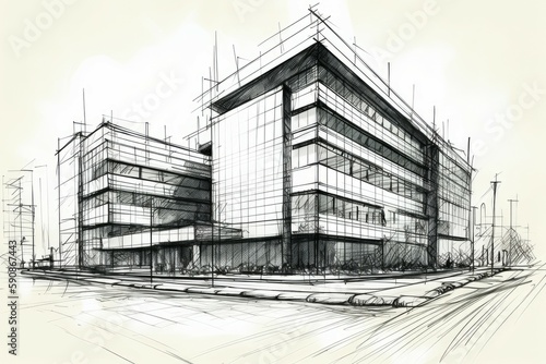 Architect building sketch. Generate Ai
