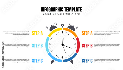Infographic Template Creative Colorful Alarm. Suitable for marketing presentation. Business presentation. Web infographic icon