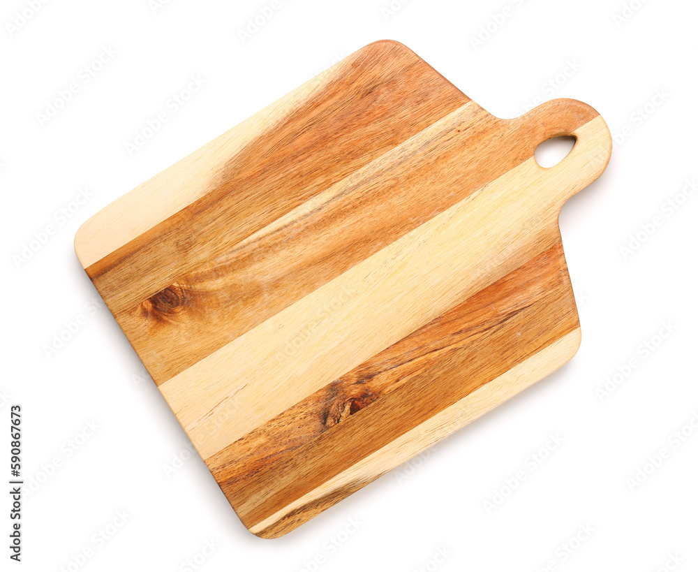 New wooden kitchen board on white background New wooden kitchen board on white background