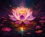 Enchanted Lotus Lake: A Mystical Tale of Radiance and Otherworldly Beings (AI Generated)
