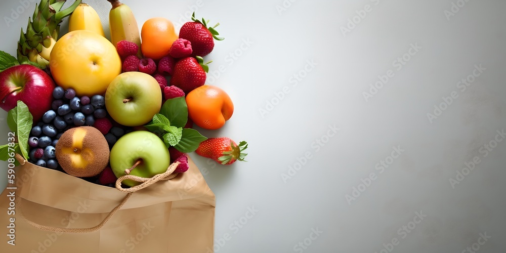 Fruits bag background, generative ai Fruits bag background, generative ai