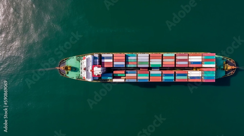 Cargo container ship. Generative AI.