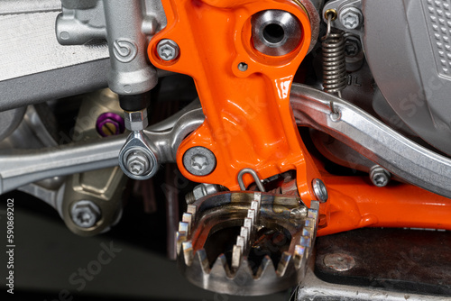 Closeup images of motocross bike engine