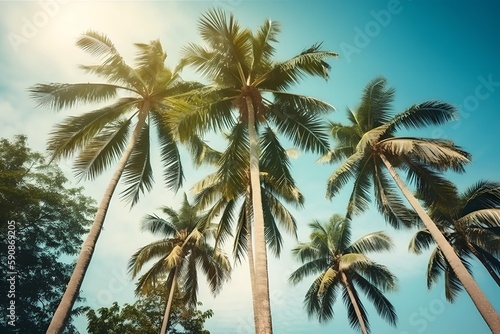 Summer palm background, generative ai © inspiretta