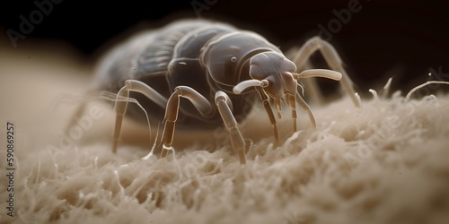 Dust mite microscopic view, generative a photo