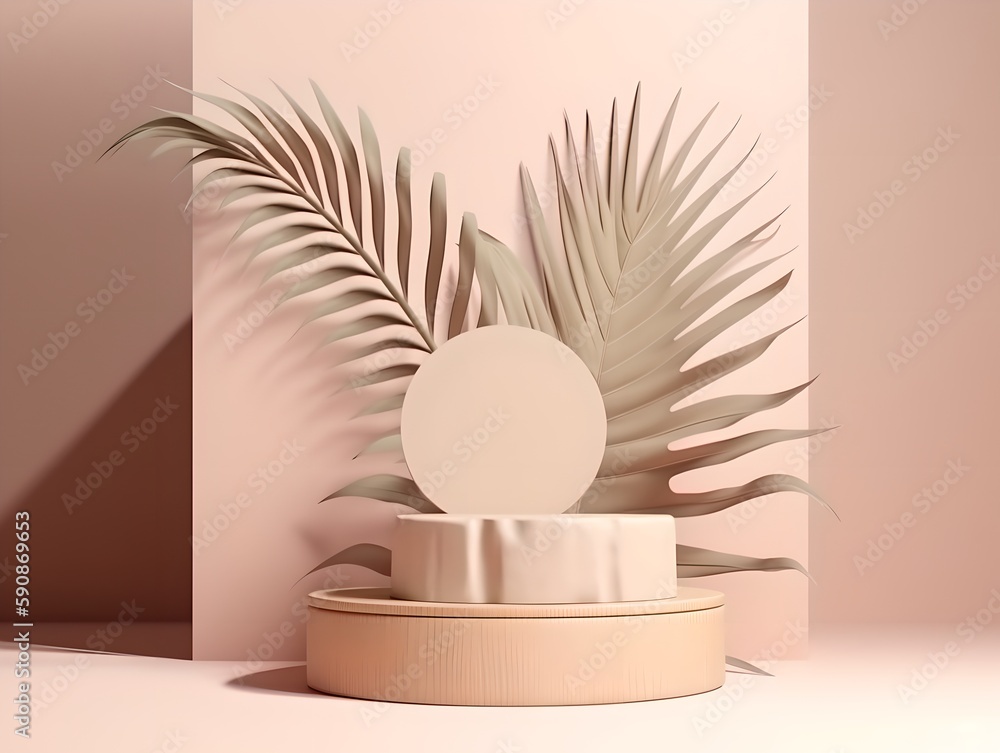 Fototapeta premium Beige podium 3D, generative ai