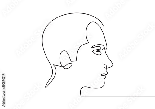head inside of the man head. Continuous one line drawing