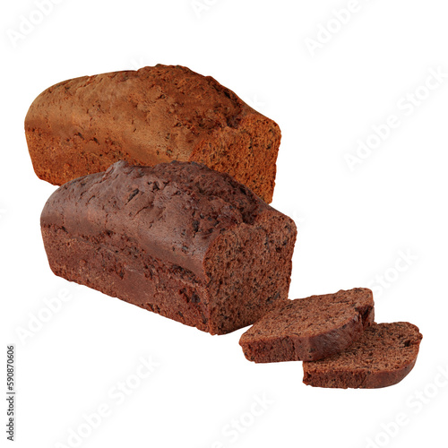 .bread custard Cake with cut out isolated on background transparent