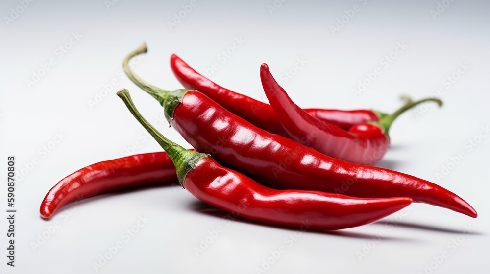 Fresh red chilli pepper isolated on white background Ai generated image Fresh red chilli pepper isolated on white background Ai generated image