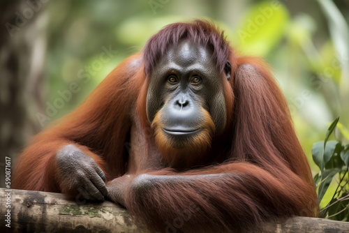 Portrait of orangutan great ape - Generative AI