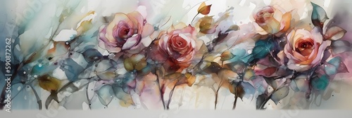Watercolor roses abstract background design  8th march  international woman day  flowers  painting  love