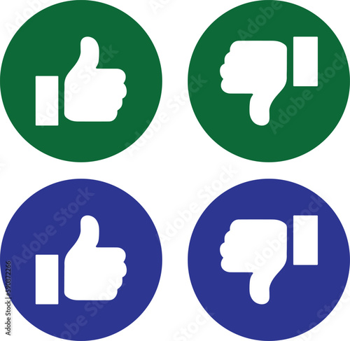 Like & Dislike Icon with Green & Blue Color, Vector,