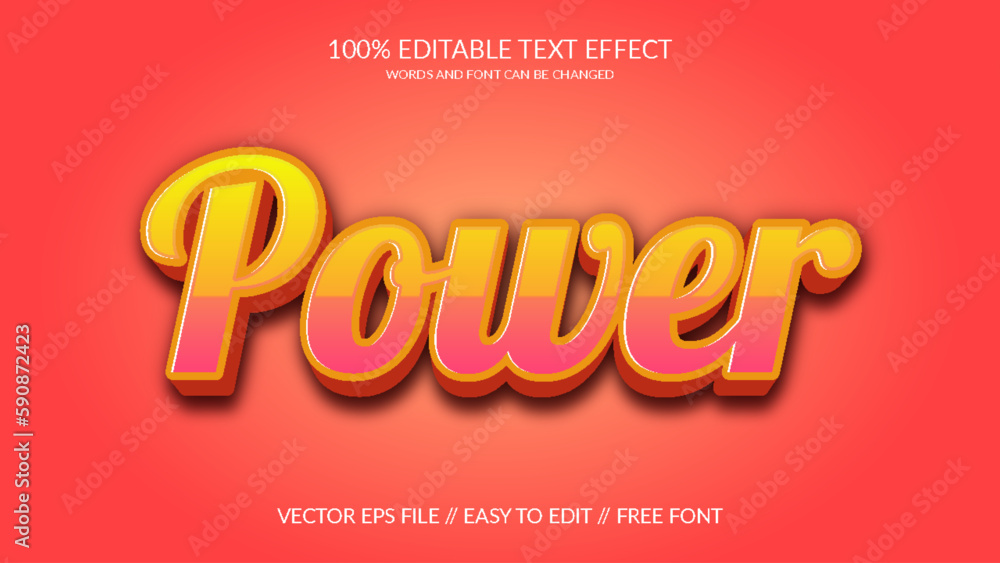Power 3D Vector Editable Text Effect Design