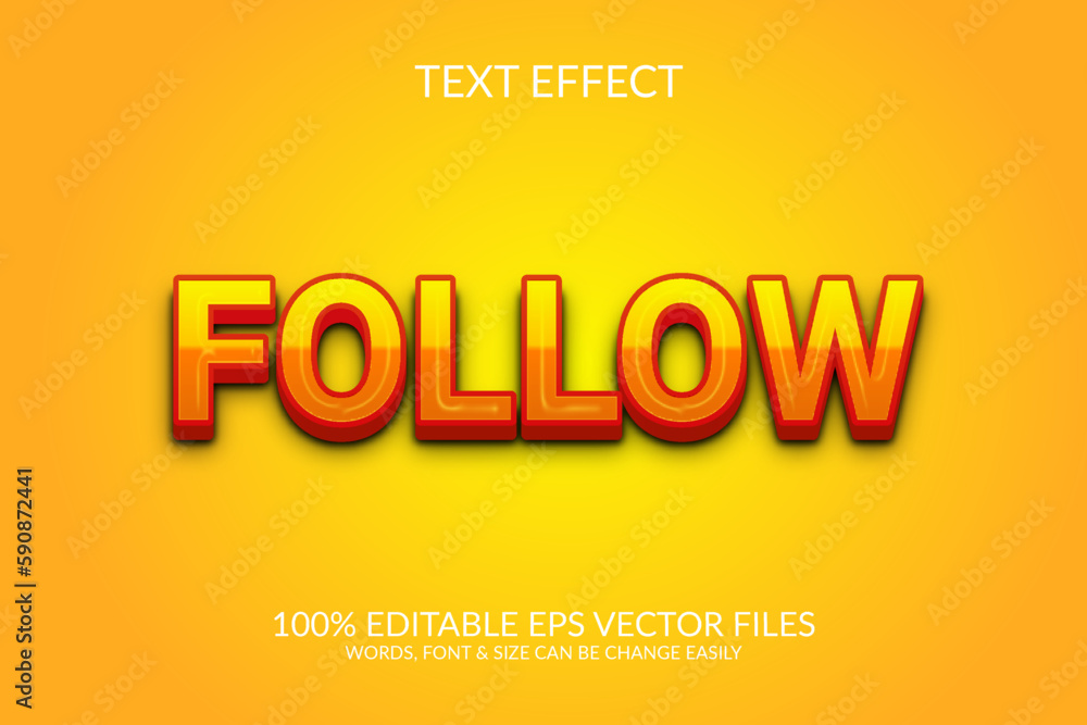 Follow 3D Vector Editable Text Effect Design