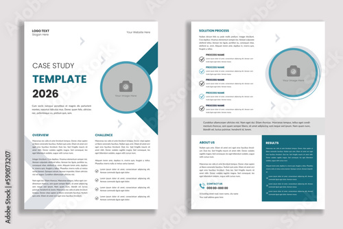 Business case study flyer template or corporate project paper layout with a unique concept