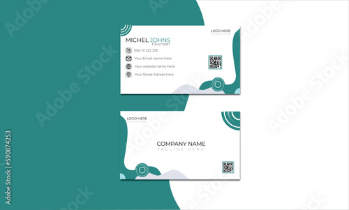 Gorgeous and Modern business card Template design with mixed Shape and path On White Background .