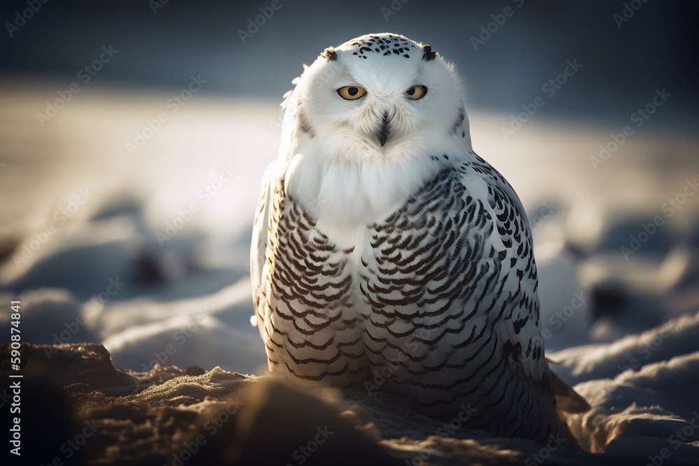 Beauty of Snowy Owl in Nature. Generative AI Beauty of Snowy Owl in Nature. Generative AI