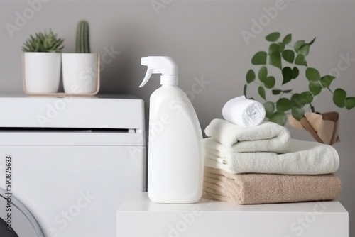 Clean towels in laundry room  generative ai