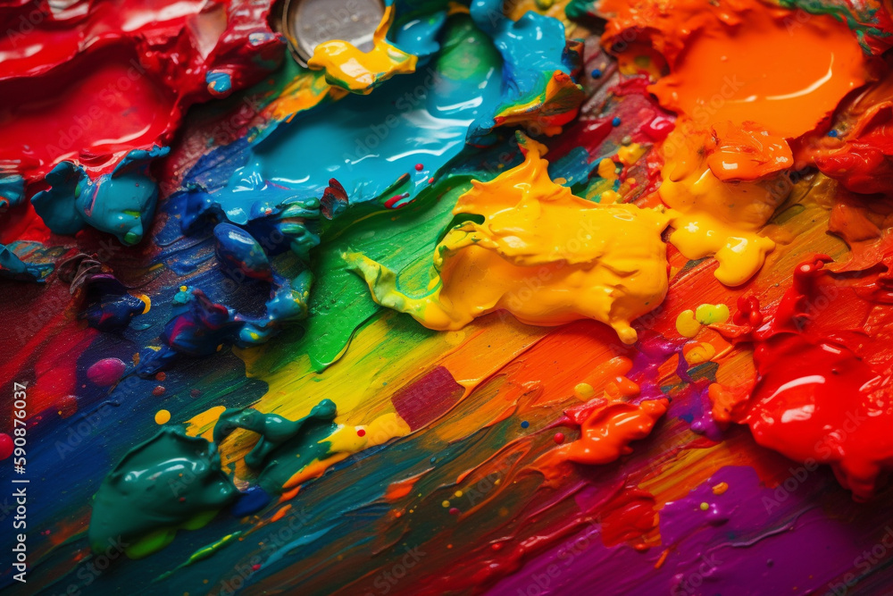 abstract art Bright rainbow palettes and bold hues, generative AI